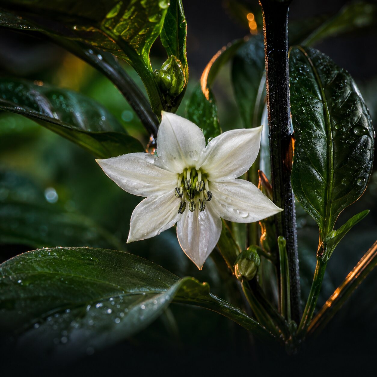 Blommande chiliplanta